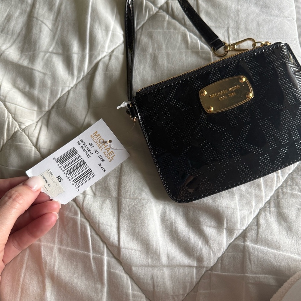 Michael Kors Black Patent Wristlet with Gold Accents - Picture 4 of 4
